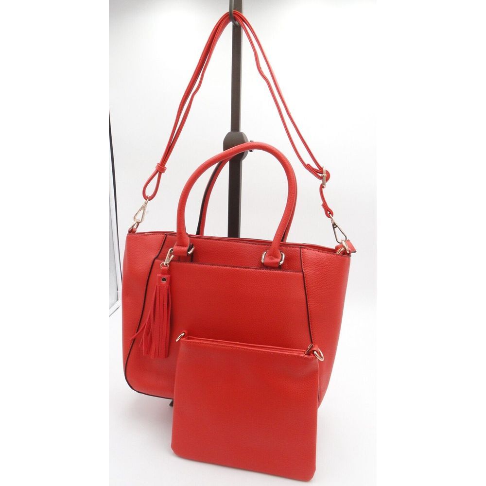 G.H. Bass & Co. Red Faux Pebbled Leather Large Womens Satchel Tote & Body Bag